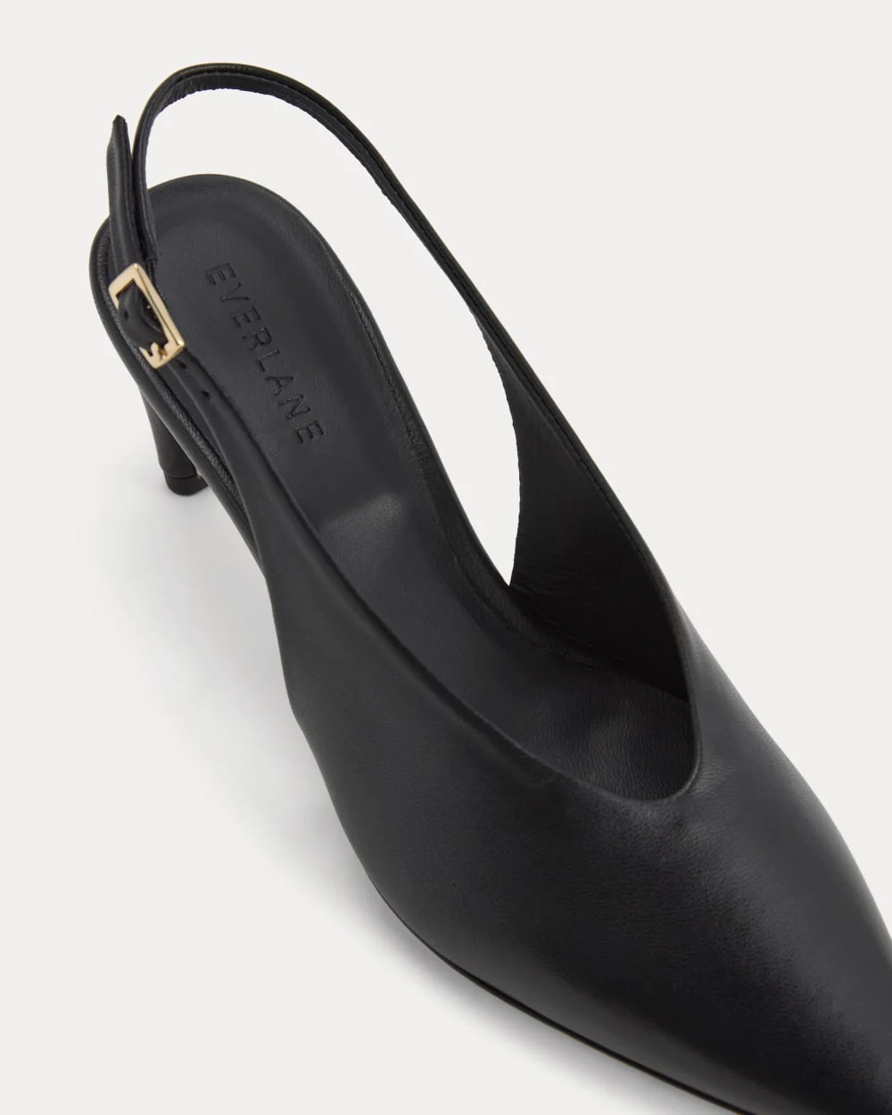 Pointed-Toe Slingback Heel | Black Leather