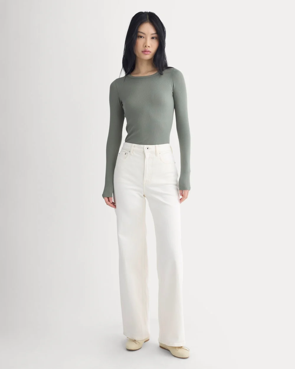 The Luxe Rib Long-Sleeve Crew | Agave Green