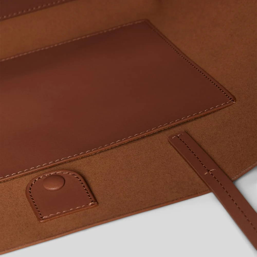The Luxe Medium Italian Leather Tote | Cognac