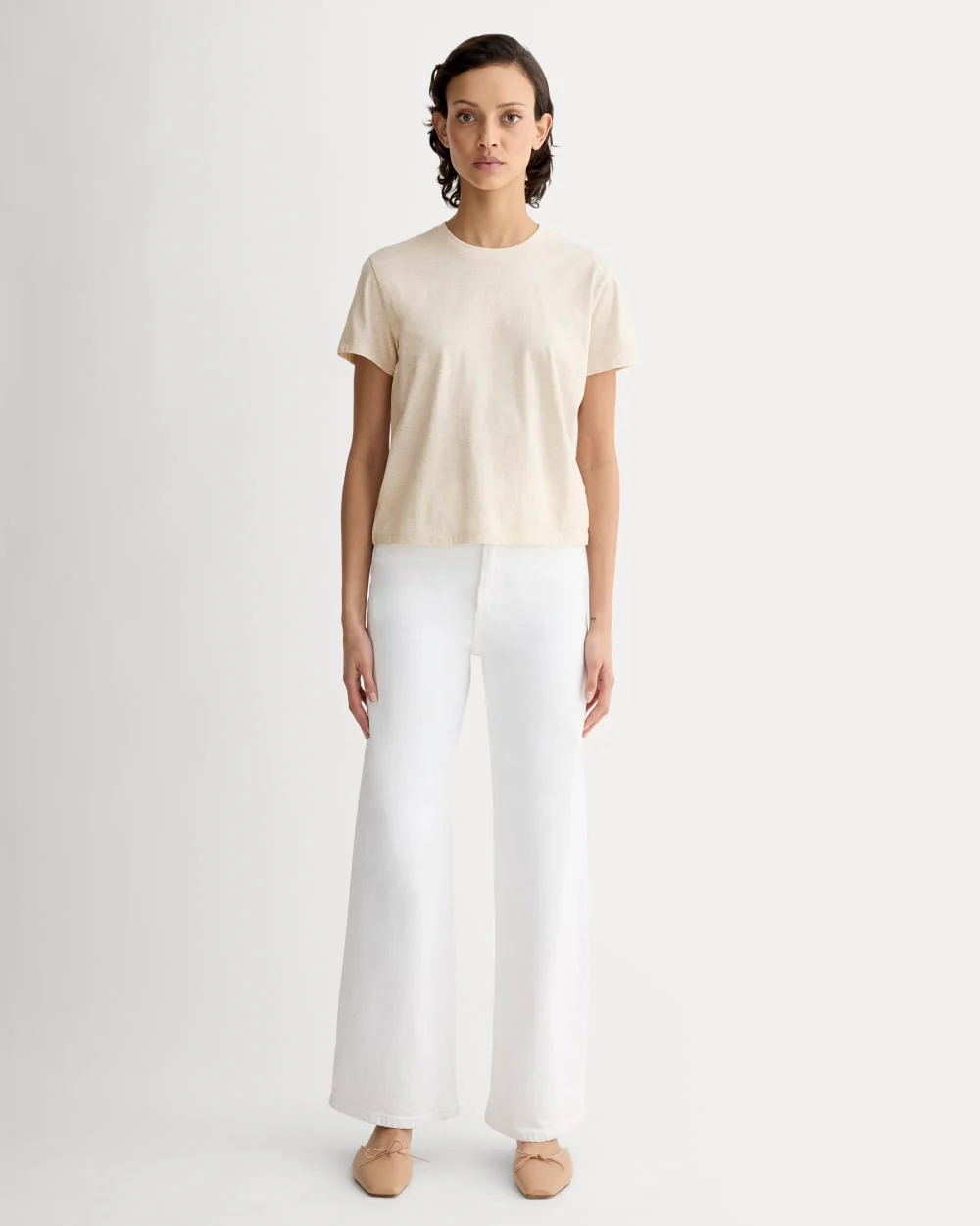 The Box-Cut Tee in Essential Cotton | Heathered Oat | No Pocket