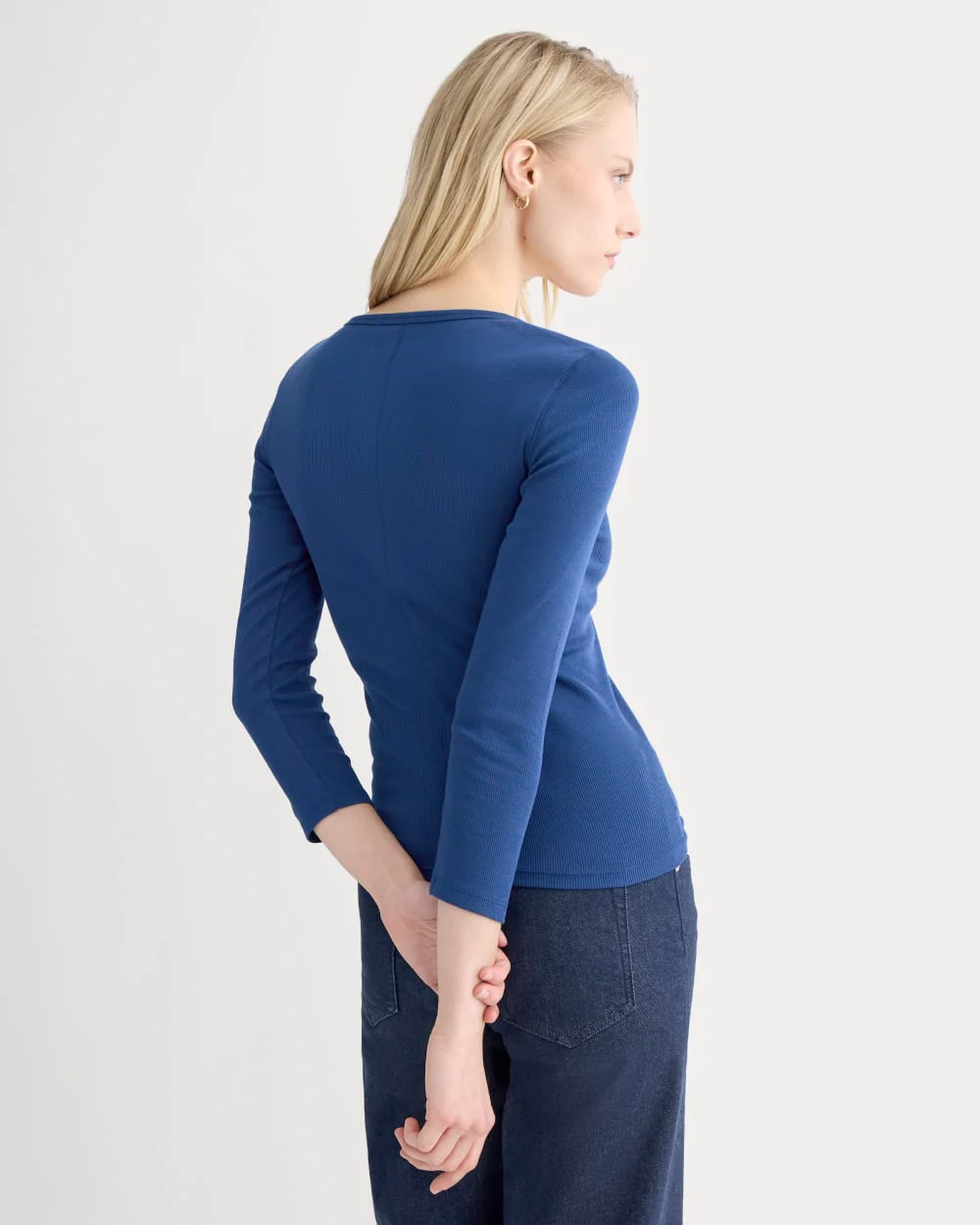 Luxe Rib Deep U-Neck Top | Estate Blue