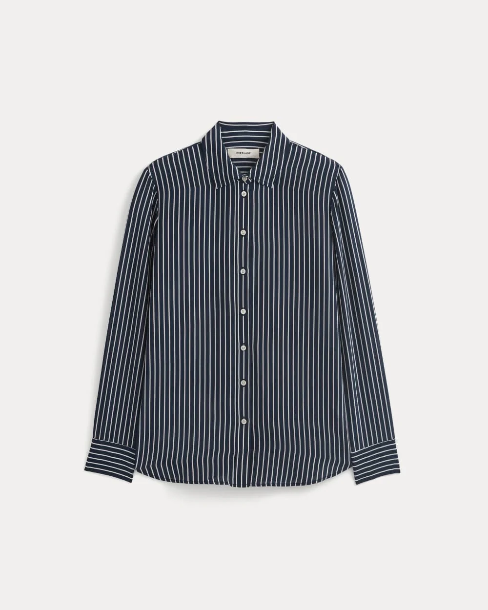 The Must-Have Shirt in Washable Silk | True Navy / Bone Stripe