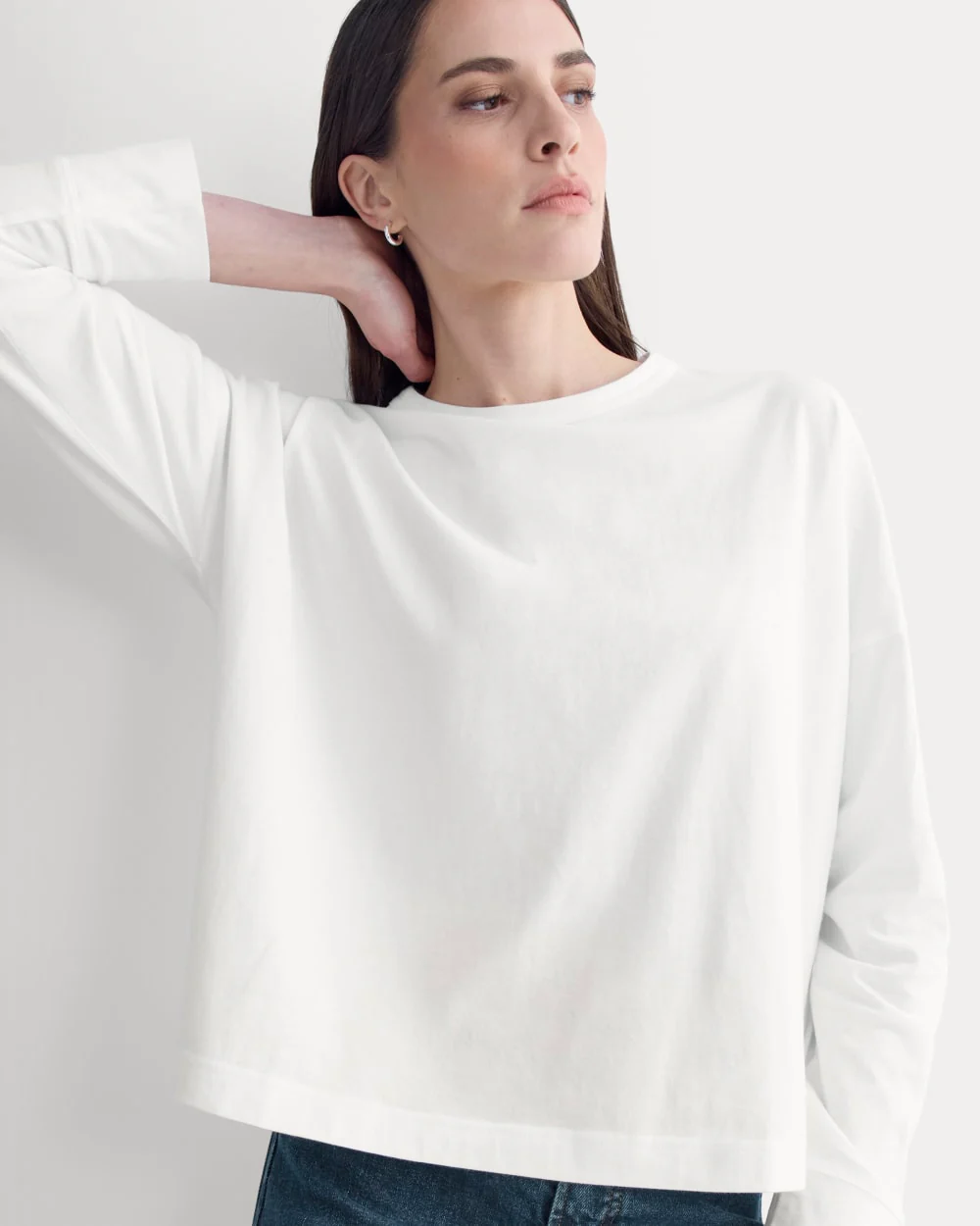 Oversized Boxy Crew in Essential Cotton | White