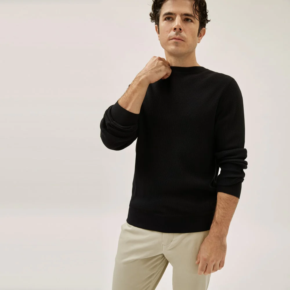 The Waffle Long-Sleeve Crew Tee | Black