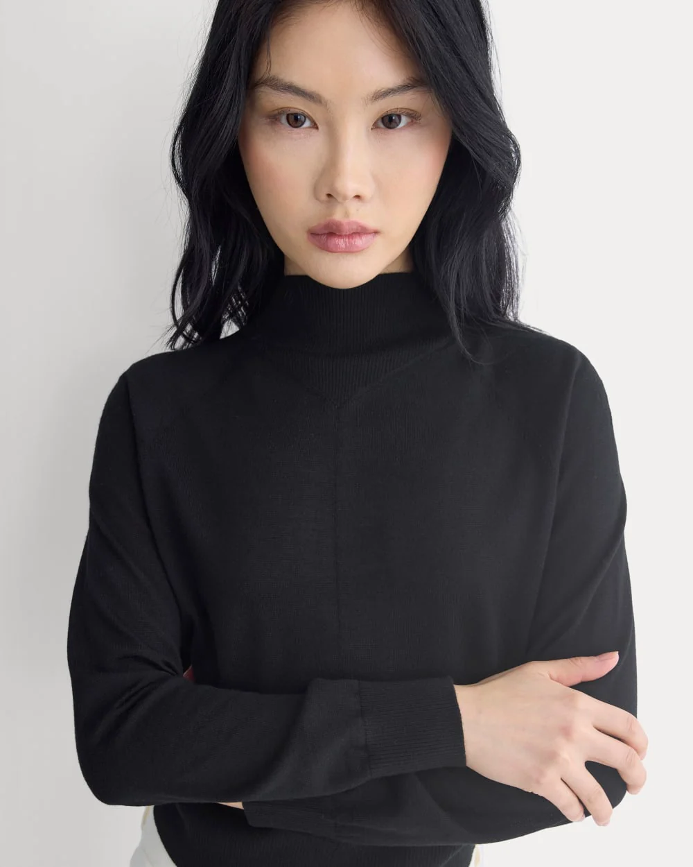 Mockneck Sweater In Ultrafine Merino | Black