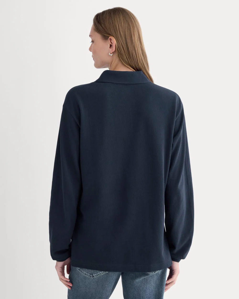 Oversized Pique Polo | Deep Navy