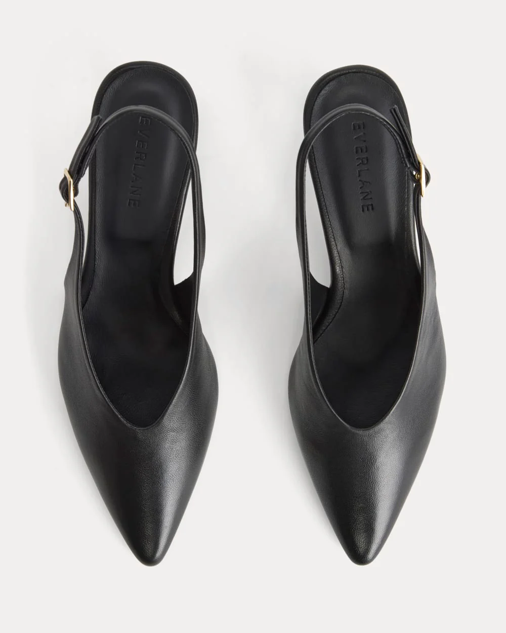 Pointed-Toe Slingback Heel | Black Leather
