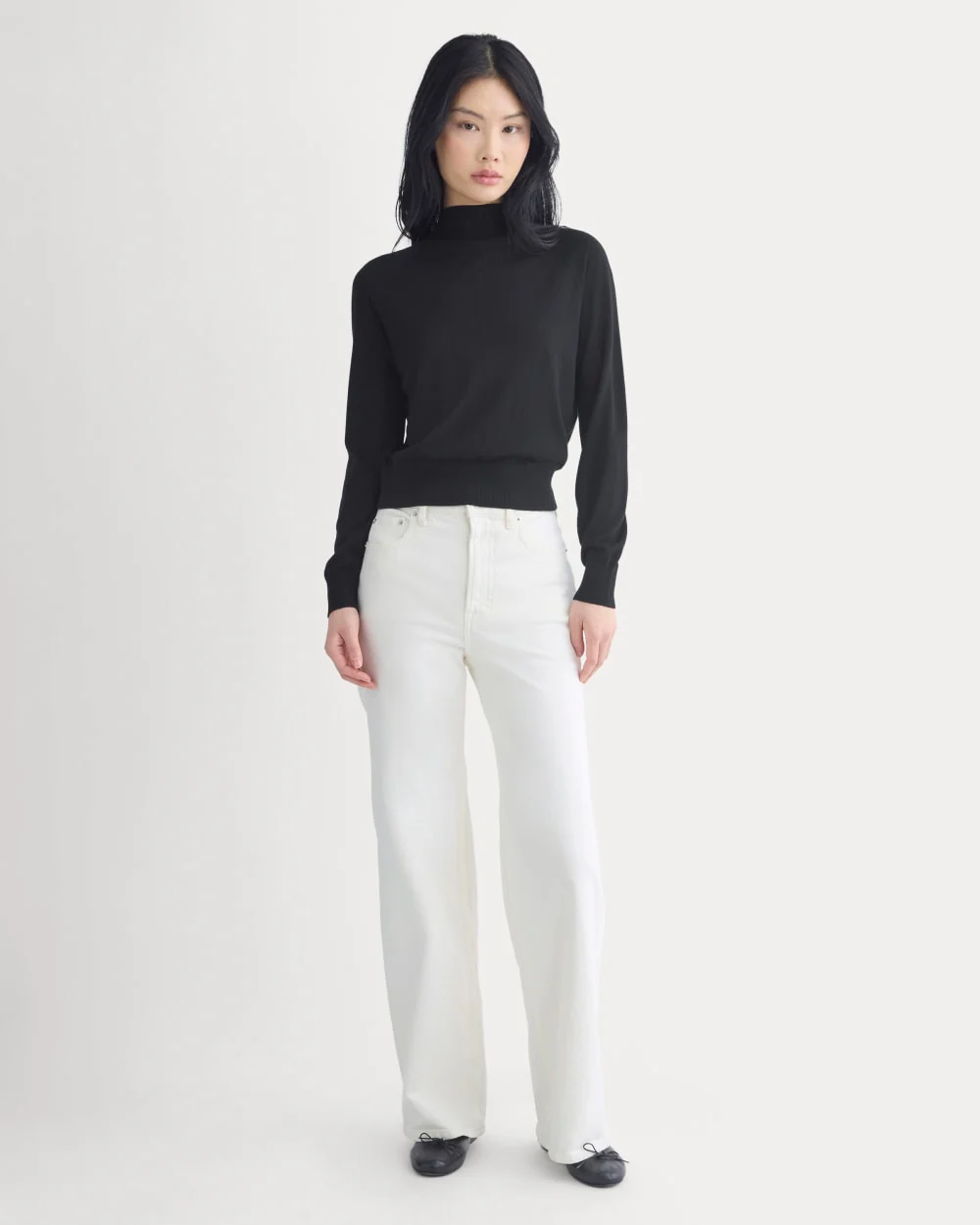 Mockneck Sweater In Ultrafine Merino | Black