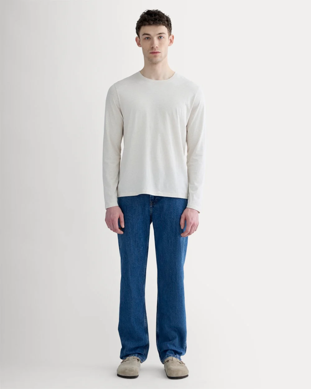 The Essential Organic Long-Sleeve Tee | Heathered Oat